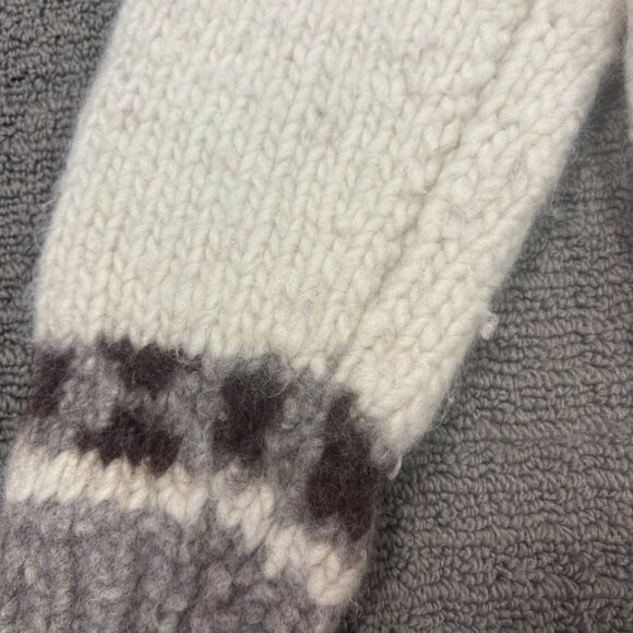 Vintage Handmade Knit Wool Sweater Youth Small Heavyweight Thick Jumper Collared - Picture 9 of 10